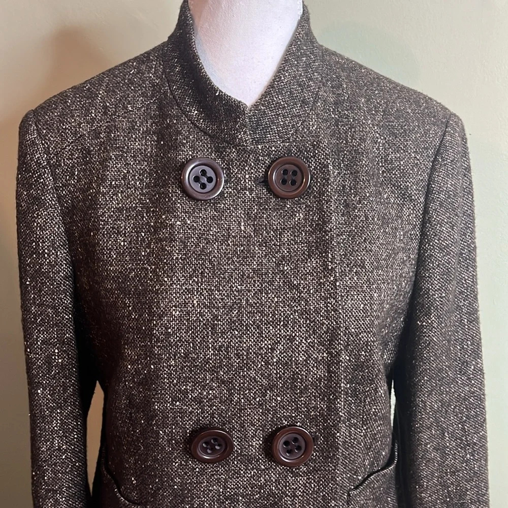 Carlisle Gray Tweed Double-Breasted Wool Silk Blazer - Picture 10 of 14
